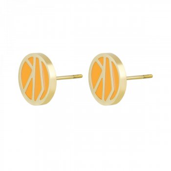 Rose Enamel Earring Orange/Gold