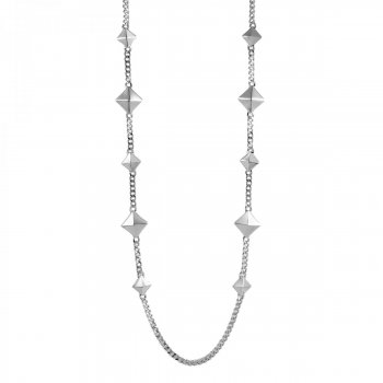 Rivet Long Necklace Silver