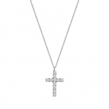 Cross Crystal Necklace Silver