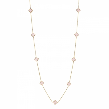 Clover Multi Long Necklace Pink/Gold