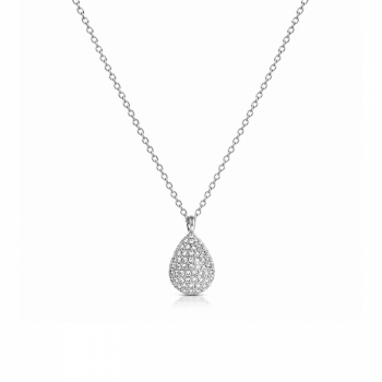 Drop Crystal Necklace Silver