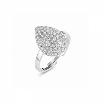 Drop Crystal Ring Silver