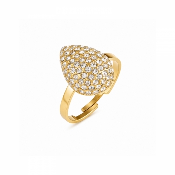Drop Crystal Ring Gold