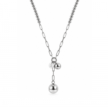 Brea Bead Necklace Silver