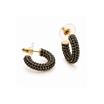 Lola Crystal Hoop Black/Gold
