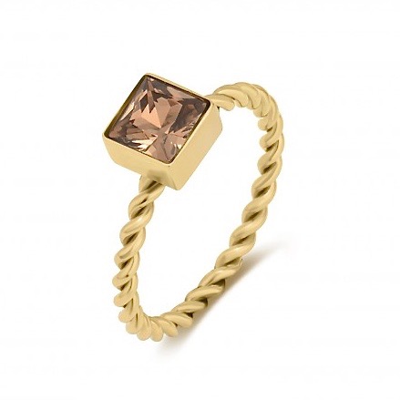 Cube Twine Ring Brown/Gold