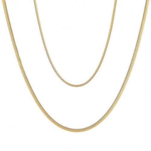 Snake Duo Long Necklace Gold