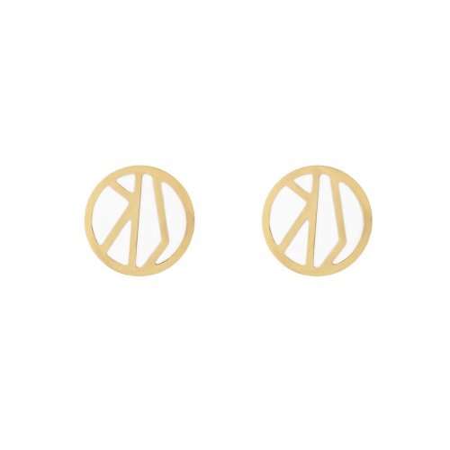 Rose Enamel Earring White/Gold