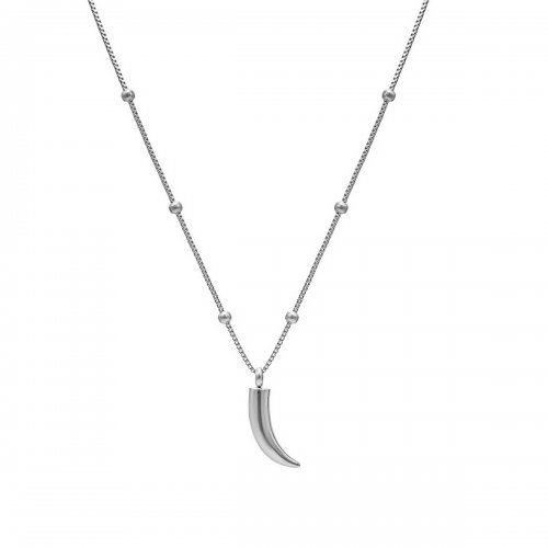 Horn Long Necklace Steel