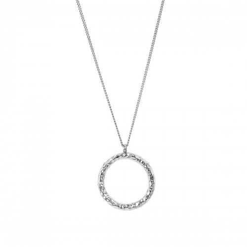 Ridge Ring Long Necklace Silver