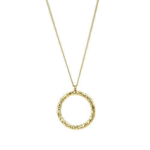 Ridge Ring Long Necklace Gold