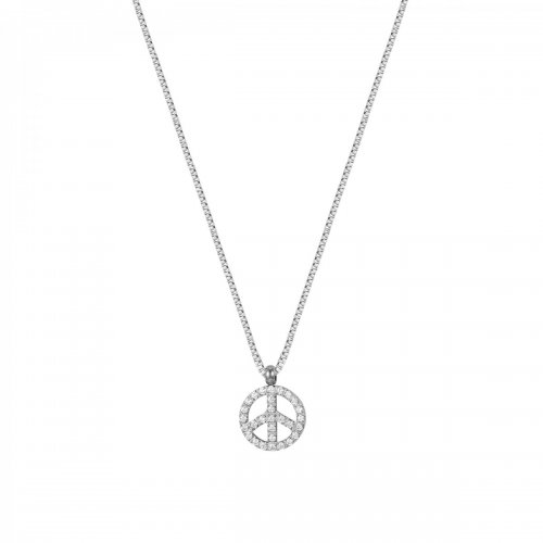 Peace Crystal Necklace Silver