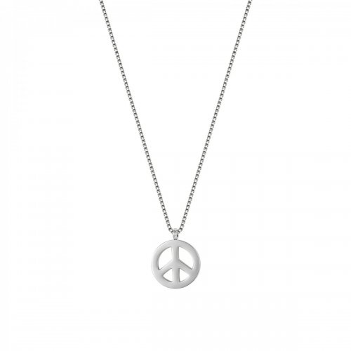 Peace Slider Necklace Silver