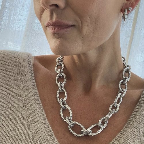 Ridge Hoop Small Silver