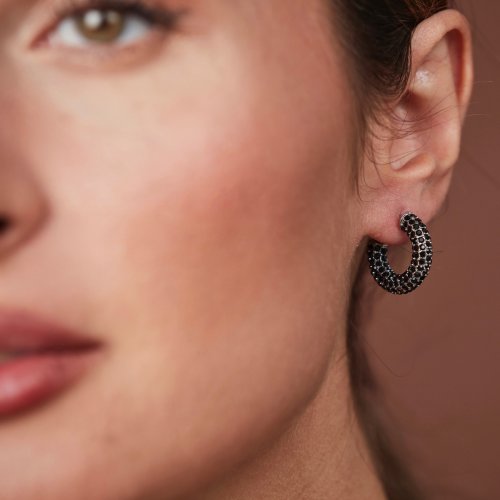Lola Crystal Hoop Black/Silver
