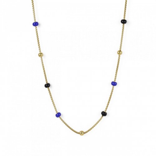 Globe Enamel Necklace 80 Blue/Gold