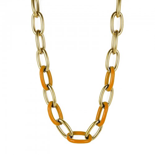 Granada Enamel Necklace Burnt Orange/Gold