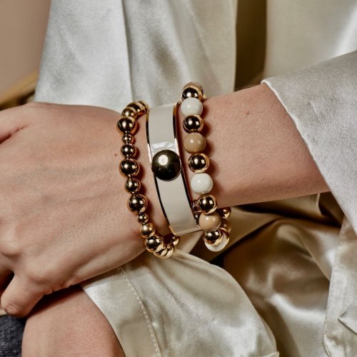 Capri Enamel Large Bracelet Ivory/Gold