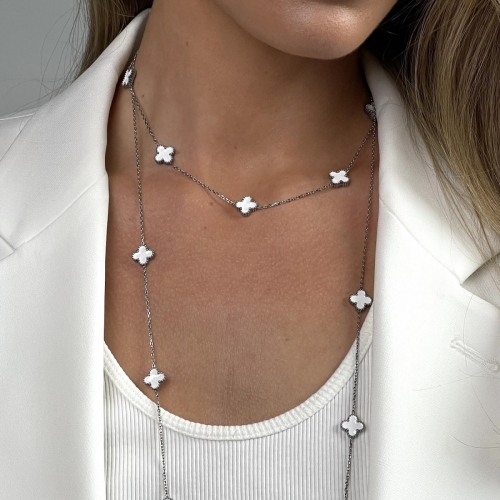 Clover Multi Necklace White/Silver
