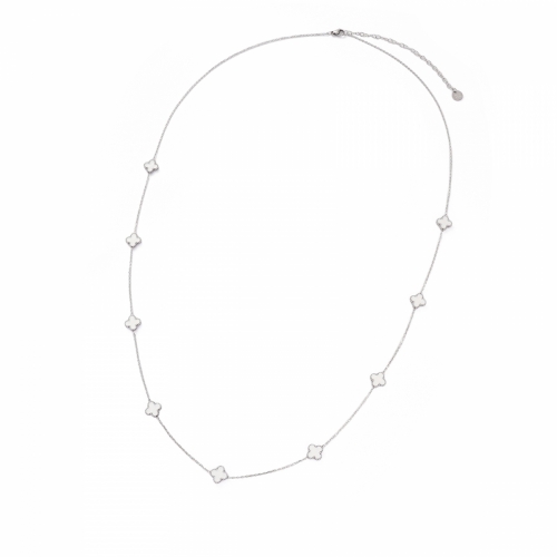 Clover Multi Long Necklace White/Silver