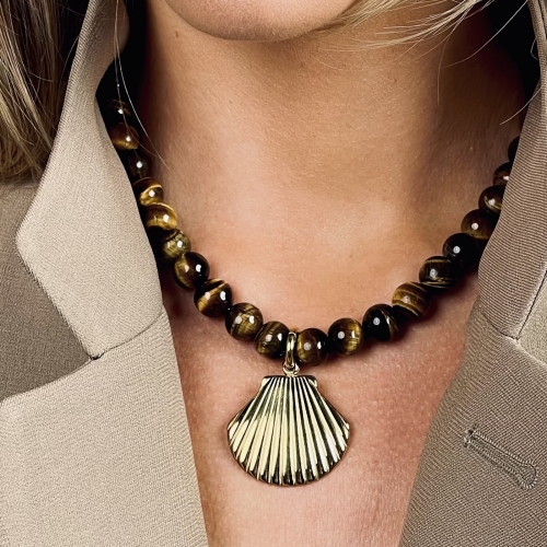 Marbella Shell Necklace Brown/Gold