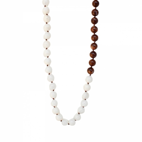 Velvet Resin Long Necklace Brown/Ivory