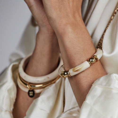 Brooks Beads Resin Bracelet Ivory/Gold