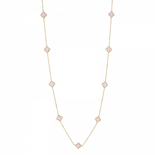 Clover Multi Long Necklace Pink/Gold
