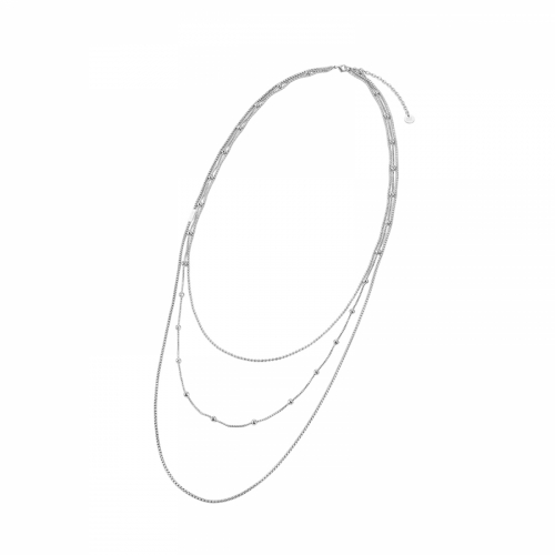 Sacramento 3-Row Long Necklace Silver