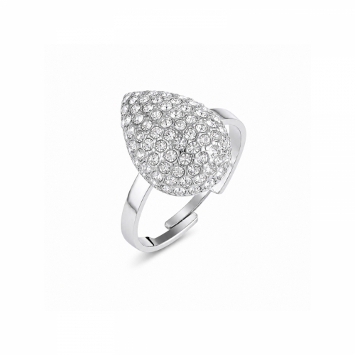 Drop Crystal Ring Silver