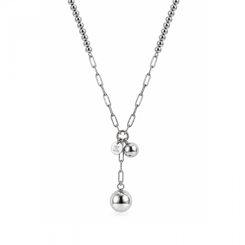 Brea Bead Necklace Silver