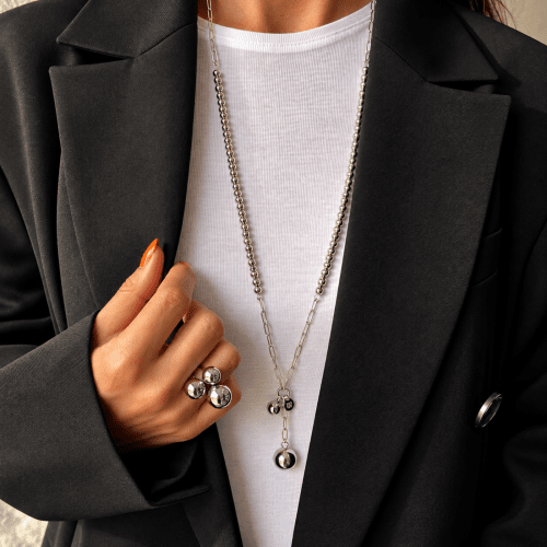 Brea Bead Necklace Silver
