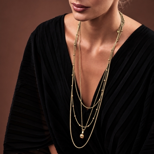 Sacramento 3-Row Long Necklace Gold