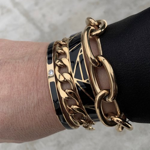 Rose Enamel Bracelet Black/Gold