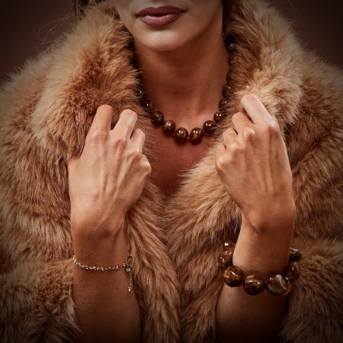 Velvet Resin Necklace Brown