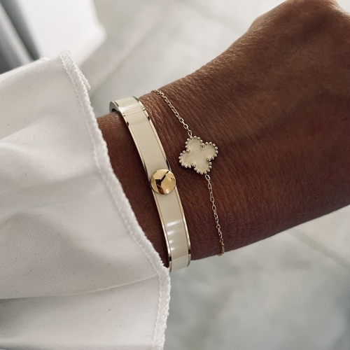 Capri Enamel Bracelet Ivory/Gold
