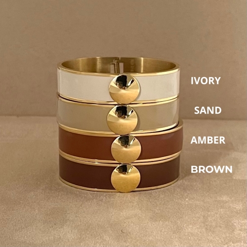 Capri Enamel Large Bracelet Ivory/Gold