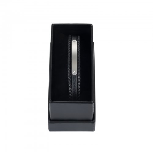 Alex Black Three Row Leather Bracelet 