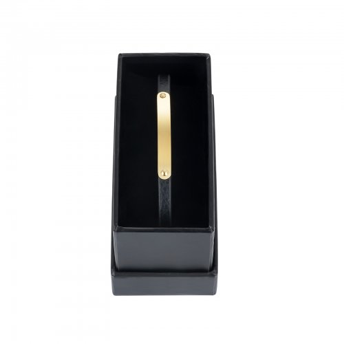 Alison Black Leather Bracelet Gold 