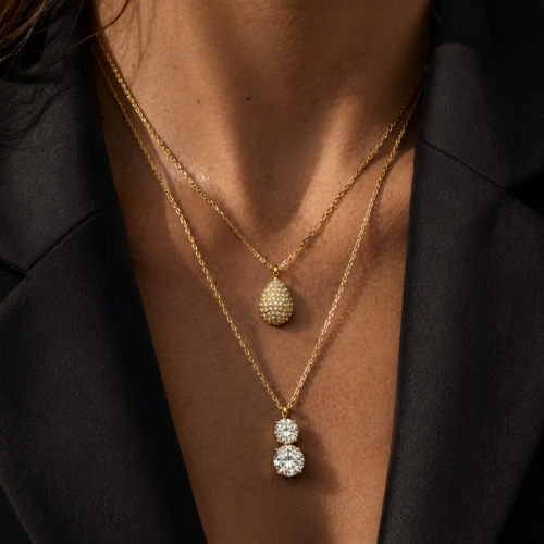 Drop Crystal Necklace Gold