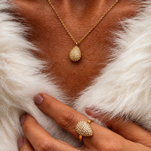 Drop Crystal Ring Gold