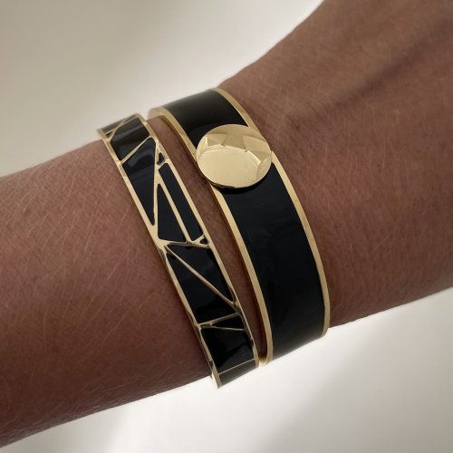 Capri Enamel Large Bracelet Black/Gold