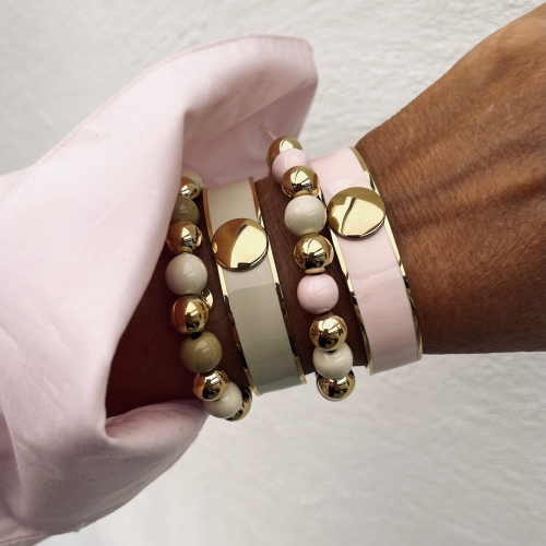 Capri Enamel Large Bracelet Ivory/Gold