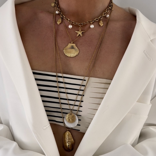 Sorrento Long Necklace White/Gold