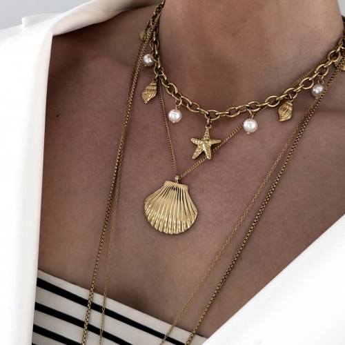 Marbella Shell Necklace Gold