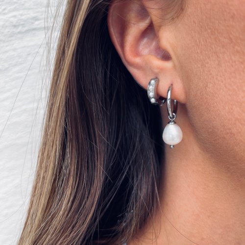 Pearl Hoop Silver
