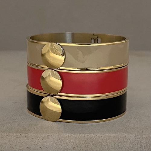 Capri Enamel Large Bracelet Black/Gold