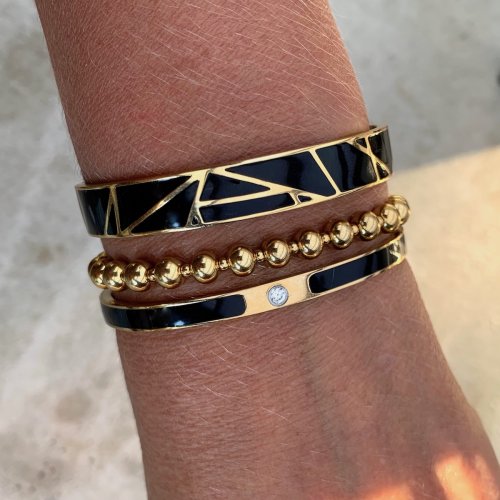 Rose Enamel Bracelet Black/Gold
