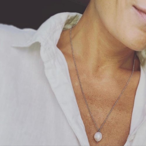 Pearl Short Necklace Steel