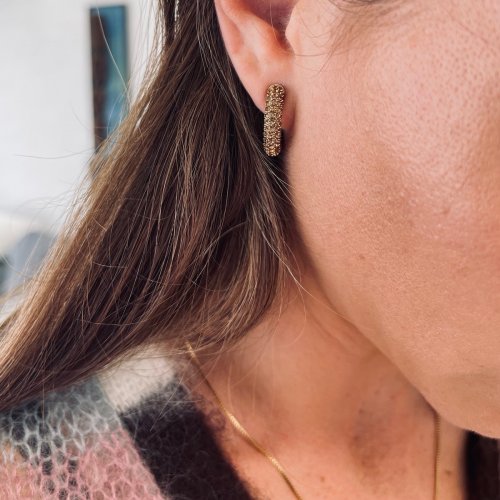 Lola Crystal Hoop Brown/Gold